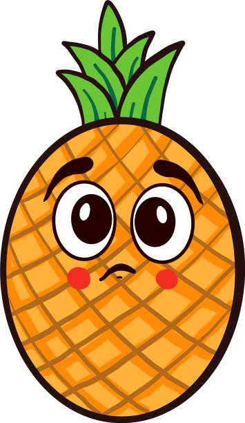 白色背景上的悲伤菠萝图片下载