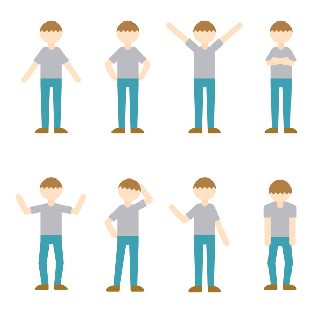 平面图标人们摆出变奏家族图片下载