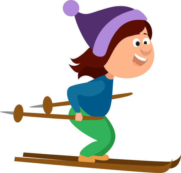 女孩在白色的背景上滑雪图片下载