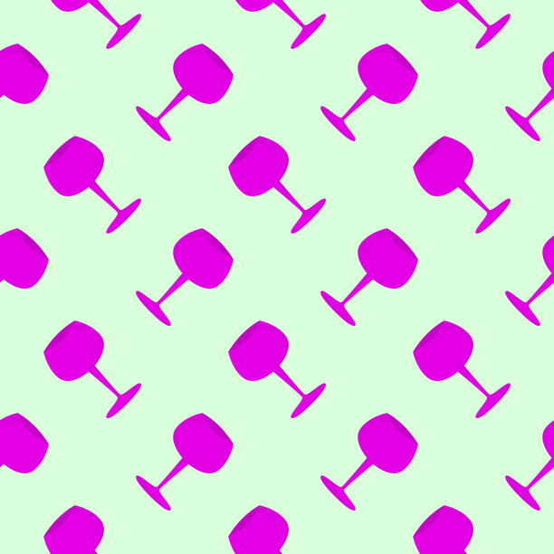 紫色酒杯，浅蓝色无缝图案图片下载