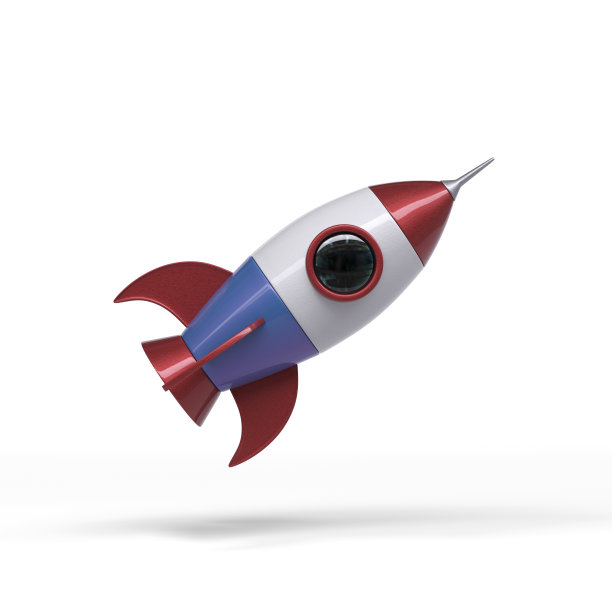 火箭在白色背景- 3D渲染图片下载