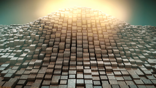 抽象的三维景观设计由矩形块形状以随机的方式向上提升图片下载