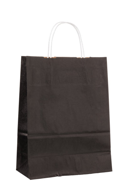 黑色纸袋与处理孤立在白色背景图片下载