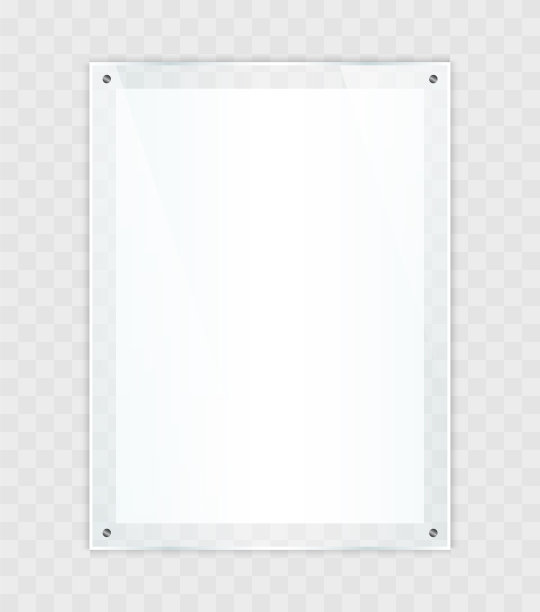 空白海报在现实的玻璃框架。矩形相框。在透明的背景上真实的模型玻璃横幅。矢量插图。图片下载