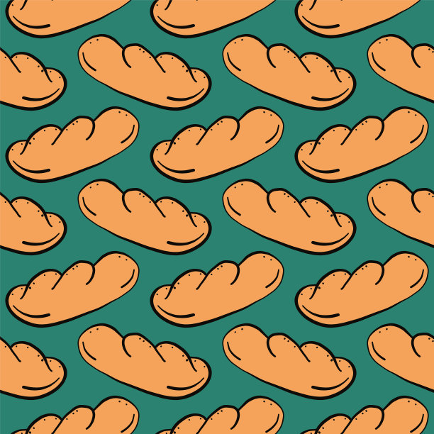 面包棒无缝模式上的绿色背景图片下载