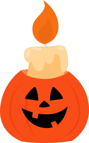 白色背景上的南瓜蜡烛图片下载