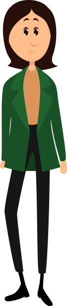 白色背景下穿着绿色外套的女孩图片下载