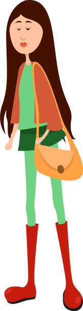 白色背景下穿着高筒靴的女孩图片下载