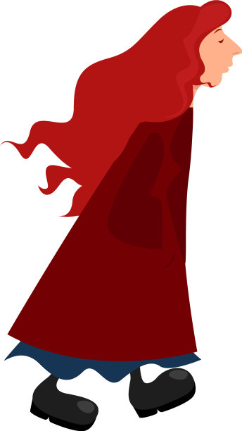 女孩在一个有风的天气，在一个白色的背景图片下载