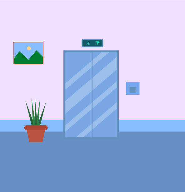 白色背景的大楼里的电梯图片下载