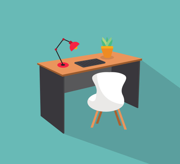 白色背景的办公桌图片下载