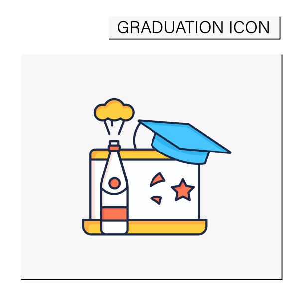 毕业在线派对颜色图标图片下载