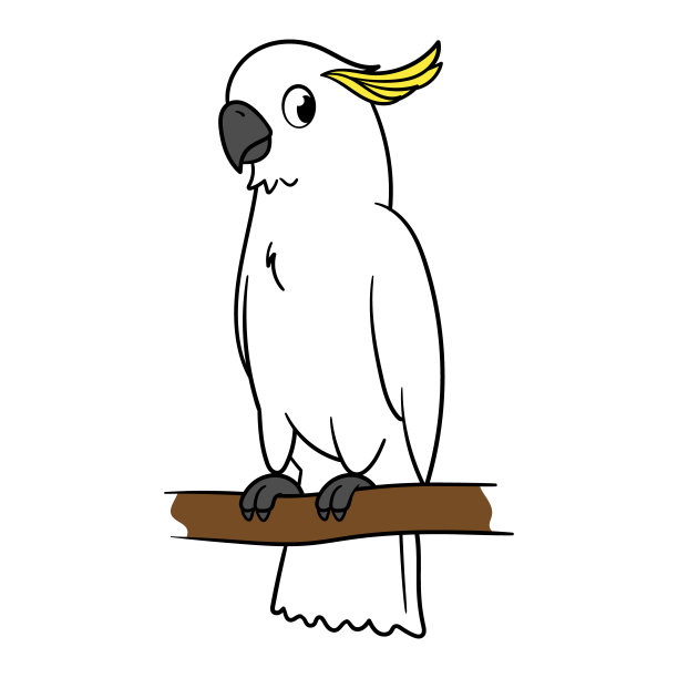 孤立的卡通凤头鹦鹉矢量插图图片下载