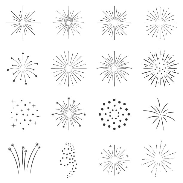 为节日燃放烟花，设置几何形状的烟花图片下载