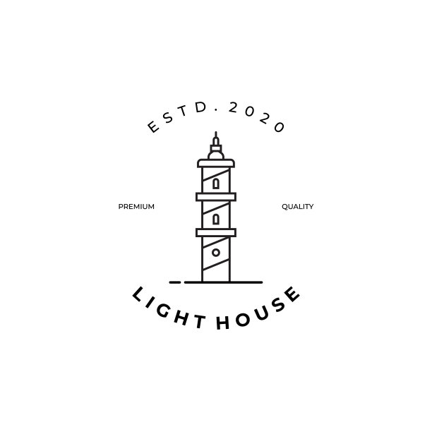 灯塔塔标志设计线条艺术图片下载