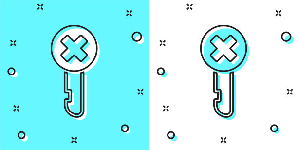 黑线错误键图标隔离在绿色和图片下载