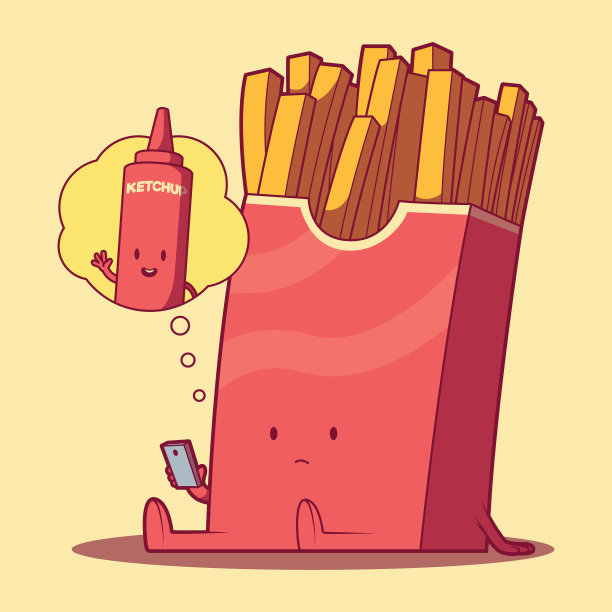 法式炸薯条白日梦矢量插图。图片下载
