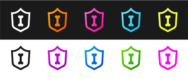 设置动物健康保险图标隔离在黑色图片下载