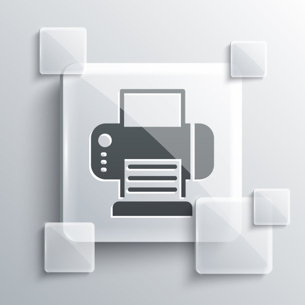 灰色打印机图标孤立在灰色背景图片下载