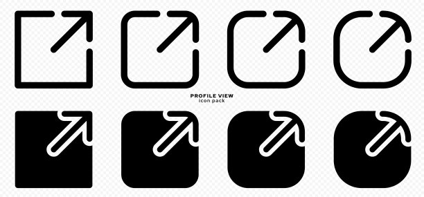 网站，应用程序和其他互联网资源的一组平面线性轮廓图标。公共配置文件视图图标。向量的元素。图片下载