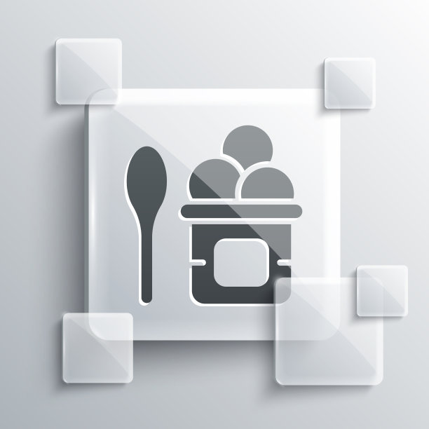 灰色冰淇淋在碗和勺子图标孤立图片下载