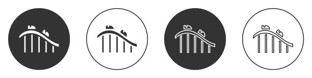 黑色的过山车图标孤立在白色上图片下载