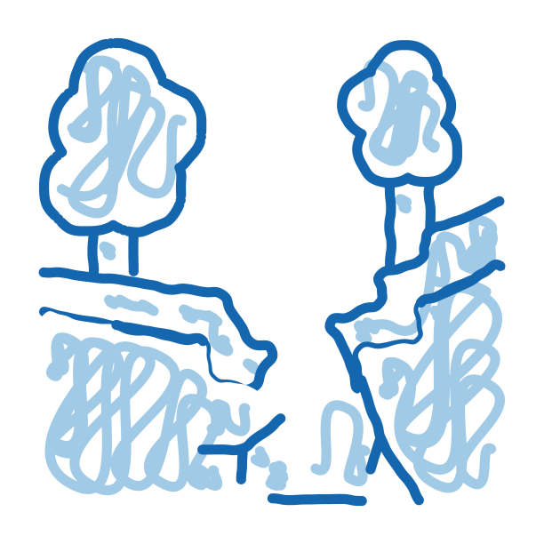 地震破裂的森林涂鸦图标手绘插图图片下载