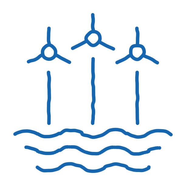 海上风能技术涂鸦图标手绘插画图片下载