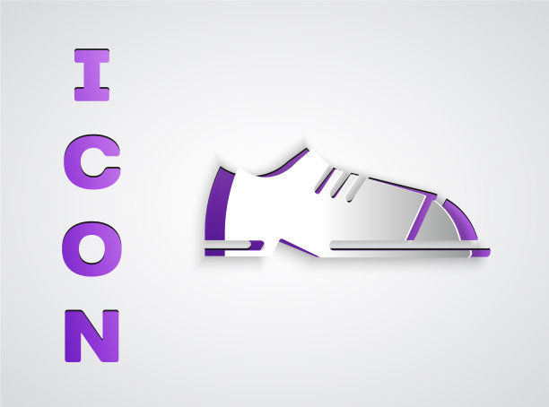 剪纸男鞋图标孤立在灰色图片下载