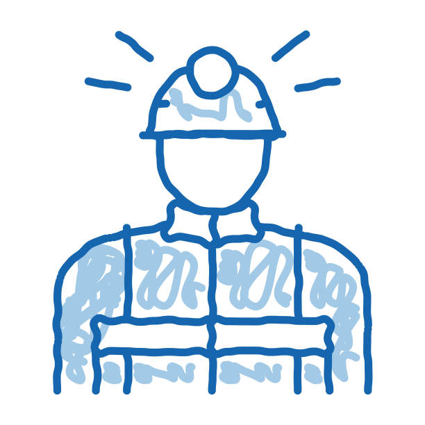 矿工工人涂鸦图标手绘插图图片下载