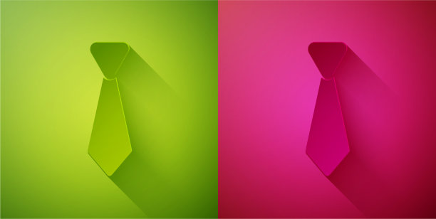 剪纸领带图标孤立在绿色和粉红色图片下载