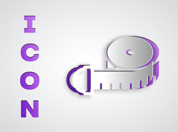 剪纸卷尺图标孤立在灰色图片下载