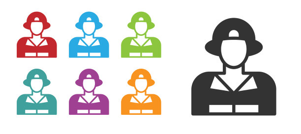 黑色消防员图标孤立在白色图片下载