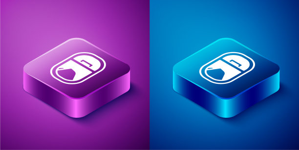 等距飞机窗口图标隔离在蓝色图片下载