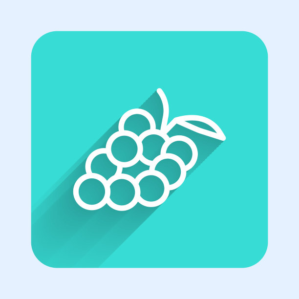 白色线葡萄果图标孤立与长图片下载