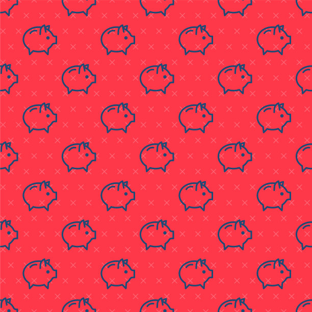 蓝线存钱罐图标隔离无缝图片下载