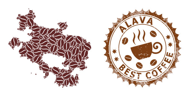 阿拉瓦省的马赛克地图与咖啡豆图片下载