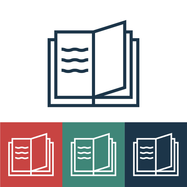 线性矢量图标与打开的书图片下载