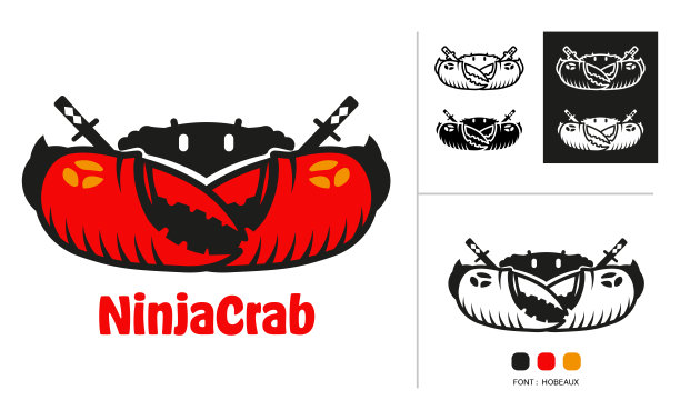 忍者蟹标志概念设计为海鲜餐厅，运动队和公司的一切用途。图片下载