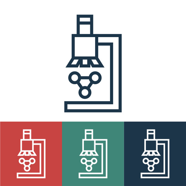 带显微镜的线性矢量图标图片下载