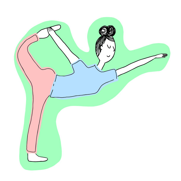 矢量手绘插图与可爱的女孩做瑜伽图片下载