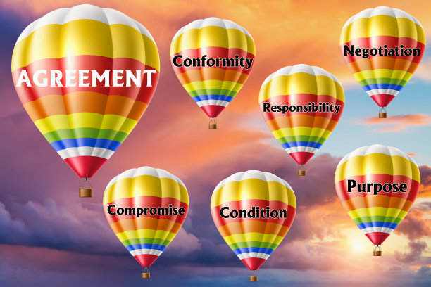 热气球与协议概念。抽象的背景，思考和创造力。3d插图图片下载