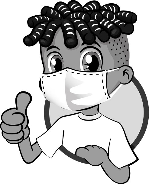 非裔儿童面膜预防艺术线图片下载