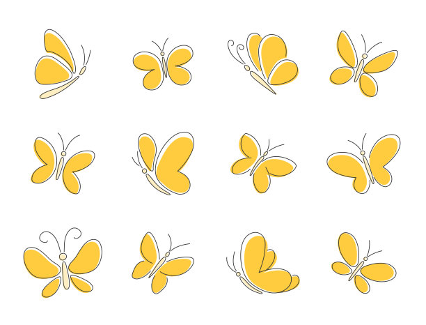 矢量涂鸦黄色蝴蝶。图片下载