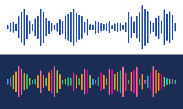 摘要音频信号图。徽标或图标模板。图片下载