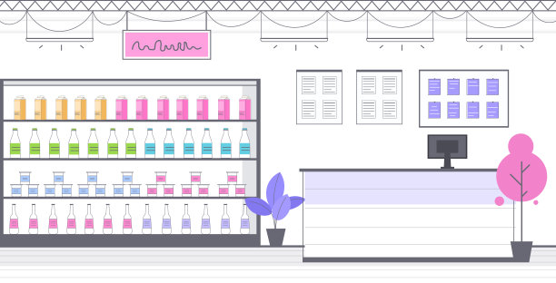 现代杂货铺内部空无一人，食品市场横空出世图片下载