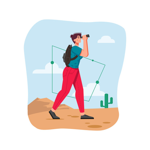 拿着双筒望远镜遥望未来的女人图片下载