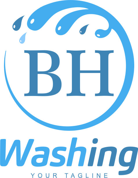 Bh字母设计与水洗标志现代字母图片下载