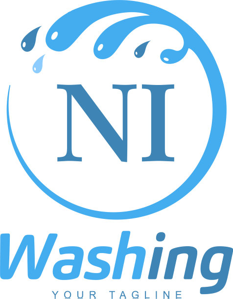 Ni字母设计与水洗标志现代字母图片下载