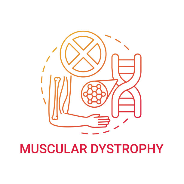 肌肉萎缩红色梯度概念图标图片下载